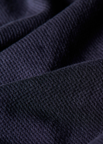 Sunspel Riviera polo shirt fabric in navy