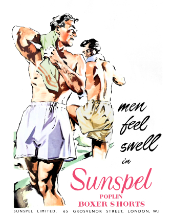 a Sunspel poster advert for boxer shorts from the 1940s.
