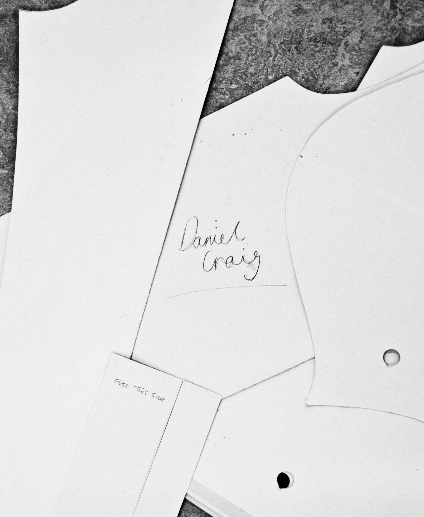 Pattern blocks for Daniel Craig's iconic Sunspel Riviera Polo shirt worn in Casino Royale