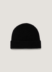 Cashmere Ribbed Hat in Black
