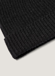 Cashmere Ribbed Hat in Charcoal Melange