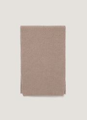 Cashmere Ribbed Scarf in Mink
