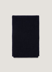 Cashmere Ribbed Scarf in Navy