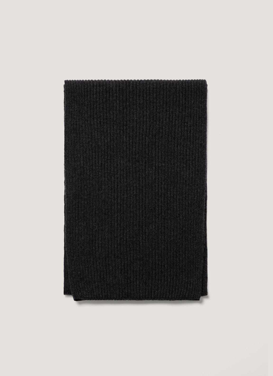 Cashmere Ribbed Scarf in Charcoal Melange