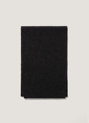 Cashmere Ribbed Scarf in Charcoal Melange