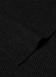 Cashmere Ribbed Scarf in Charcoal Melange