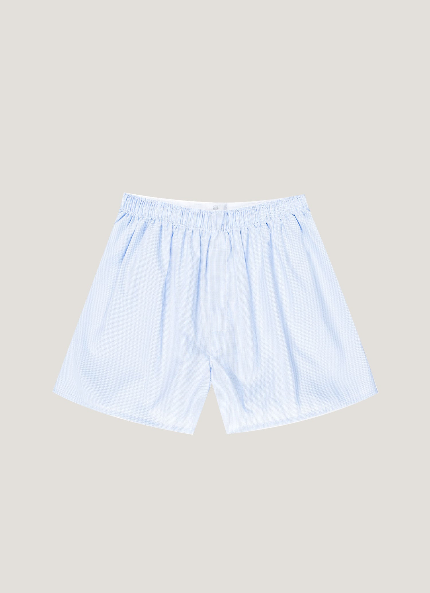 Men's Classic Boxer Shorts in Light Blue Micro Gingham