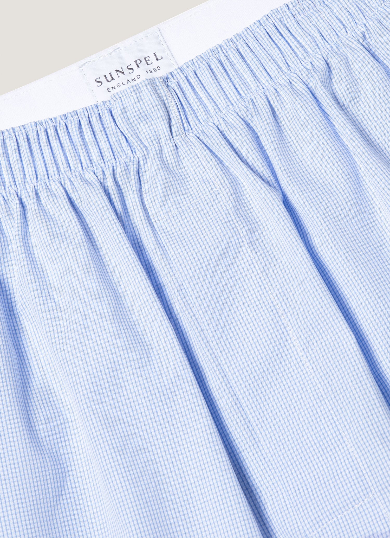Men's Classic Boxer Shorts in Light Blue Micro Gingham