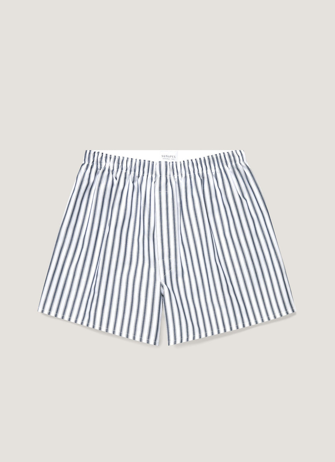 Men's Classic Boxer Shorts in White/Navy Stripe