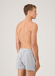 Men's Classic Boxer Shorts in White/Navy Stripe