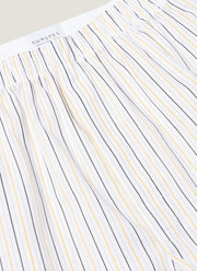 Men's Classic Boxer Shorts in White/Blue/Yellow
