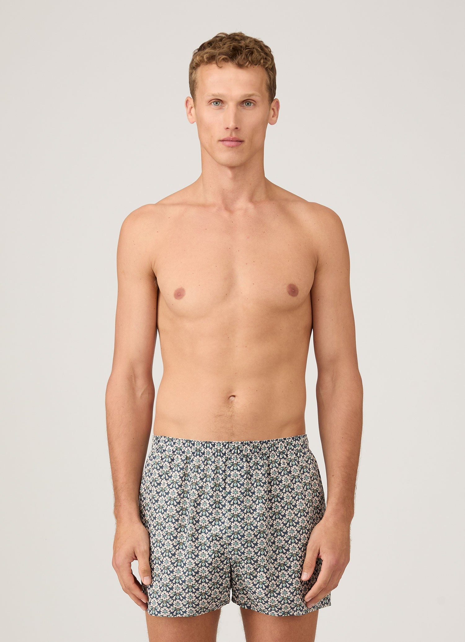 Men's Classic Boxer Shorts in Liberty Fabric in Navy/White Macsen