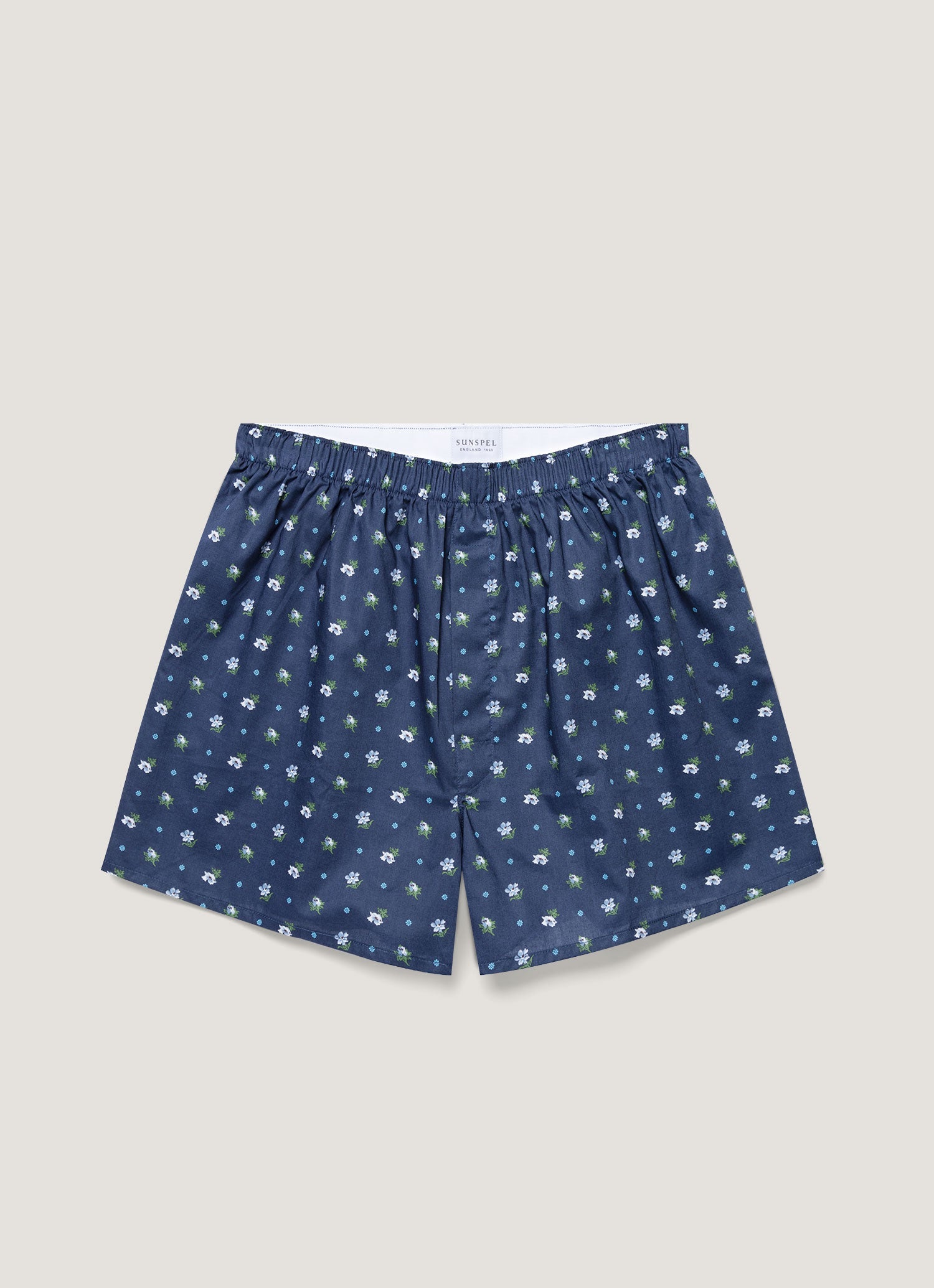Men's Classic Boxer Shorts in Liberty Fabric in Navy/Blue Ditsy