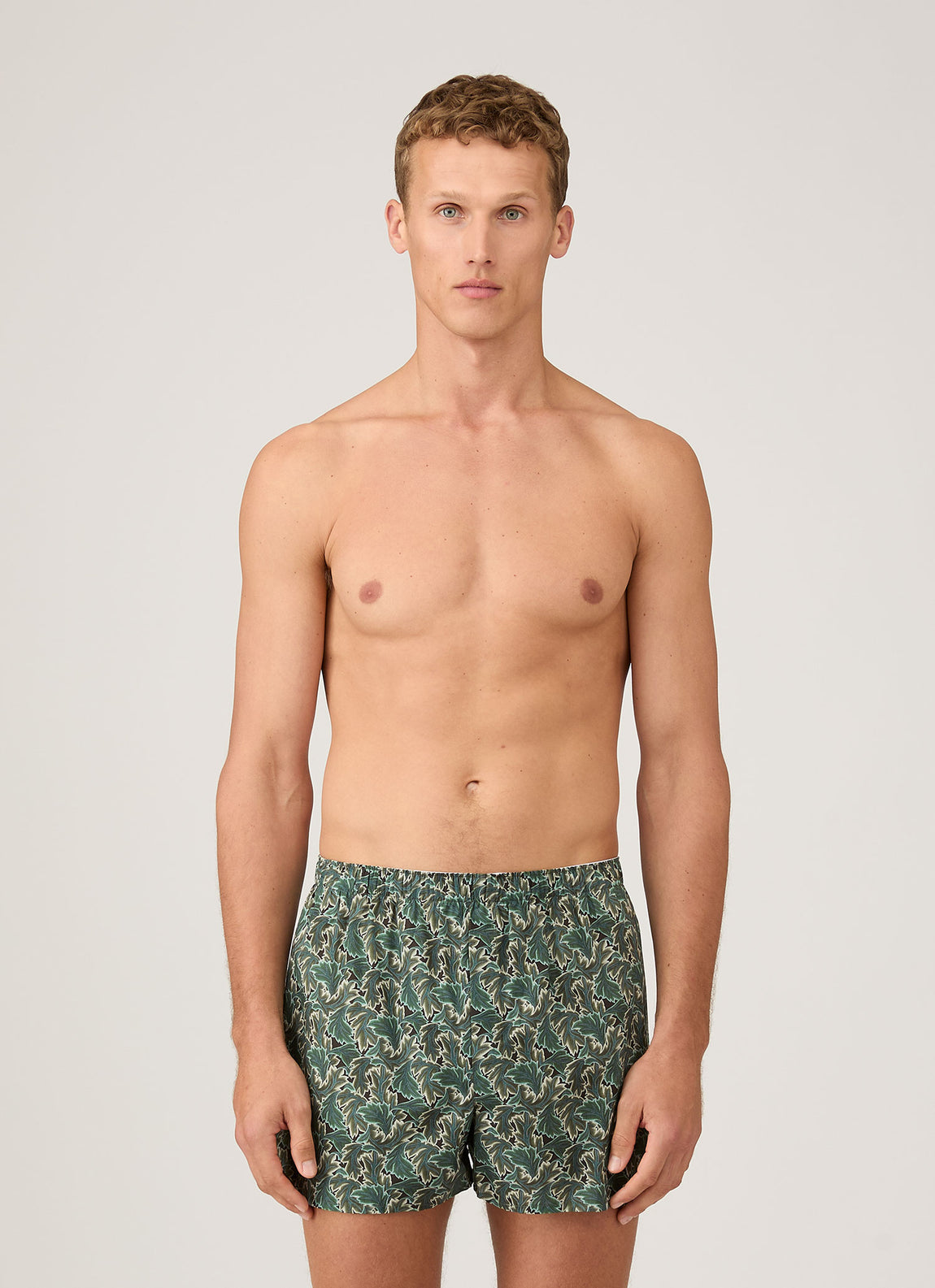 Men's Classic Boxer Shorts in Liberty Fabric in Midnight Green Canopy