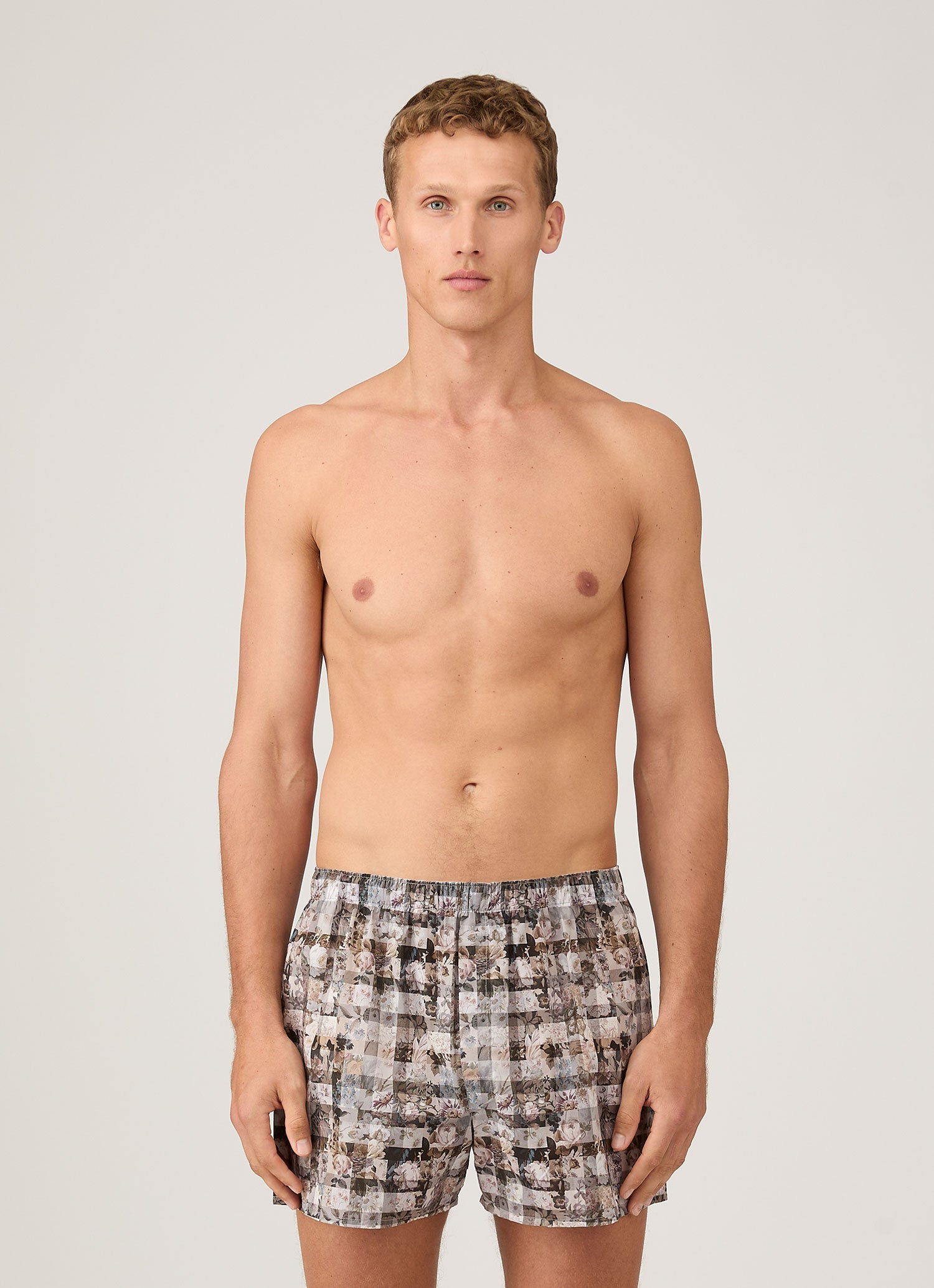 Men's Classic Boxer Short in Liberty Fabric in Grey Archive Gingham