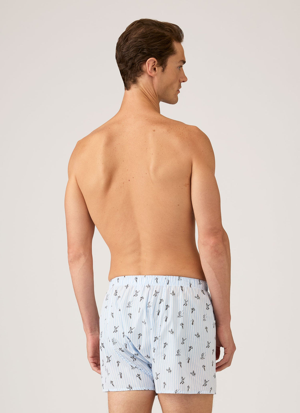 Men's Classic Boxer Short in White/Blue Sports Print