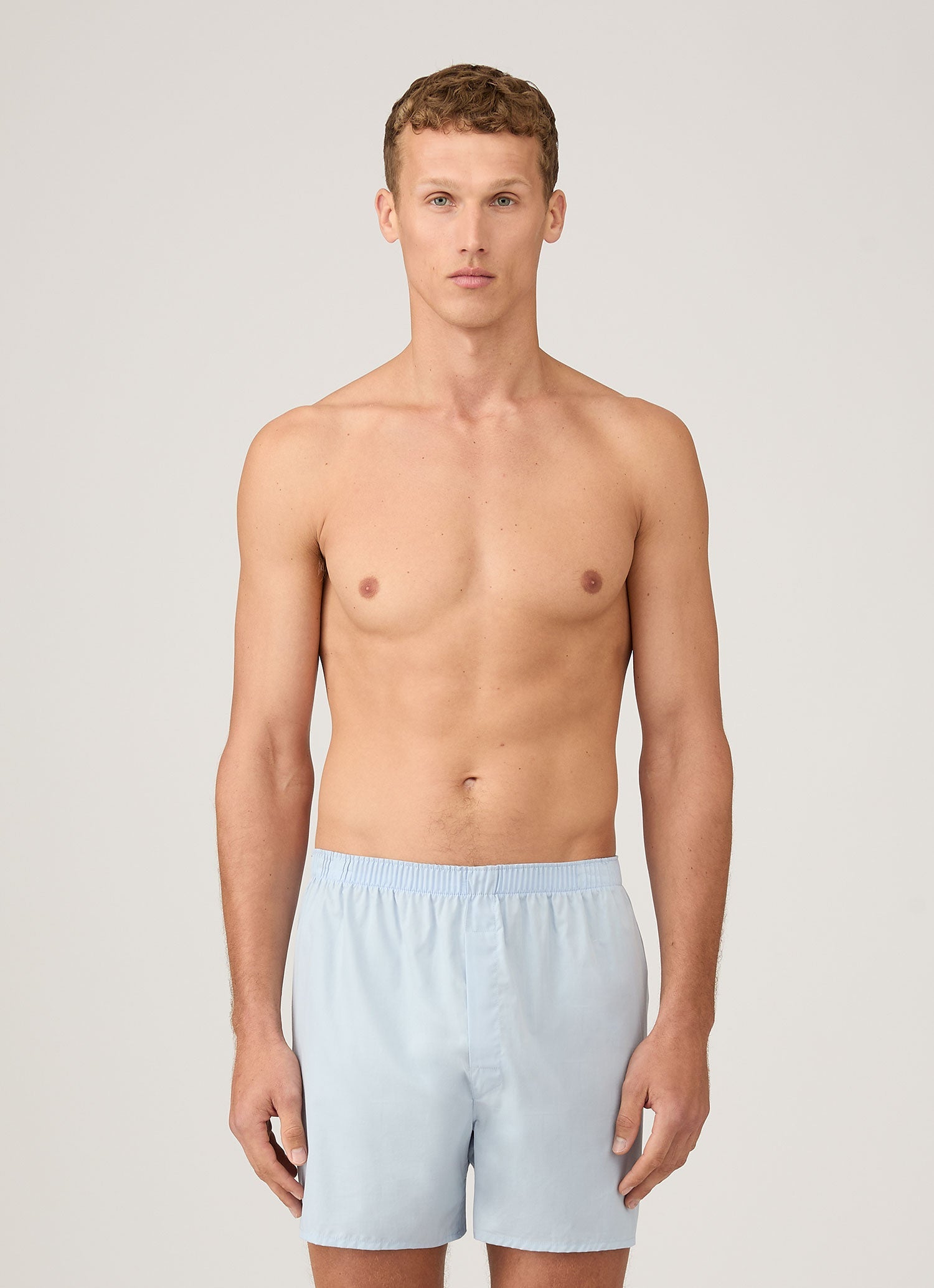 Men's Long Cut Classic Boxer Shorts in Plain Blue