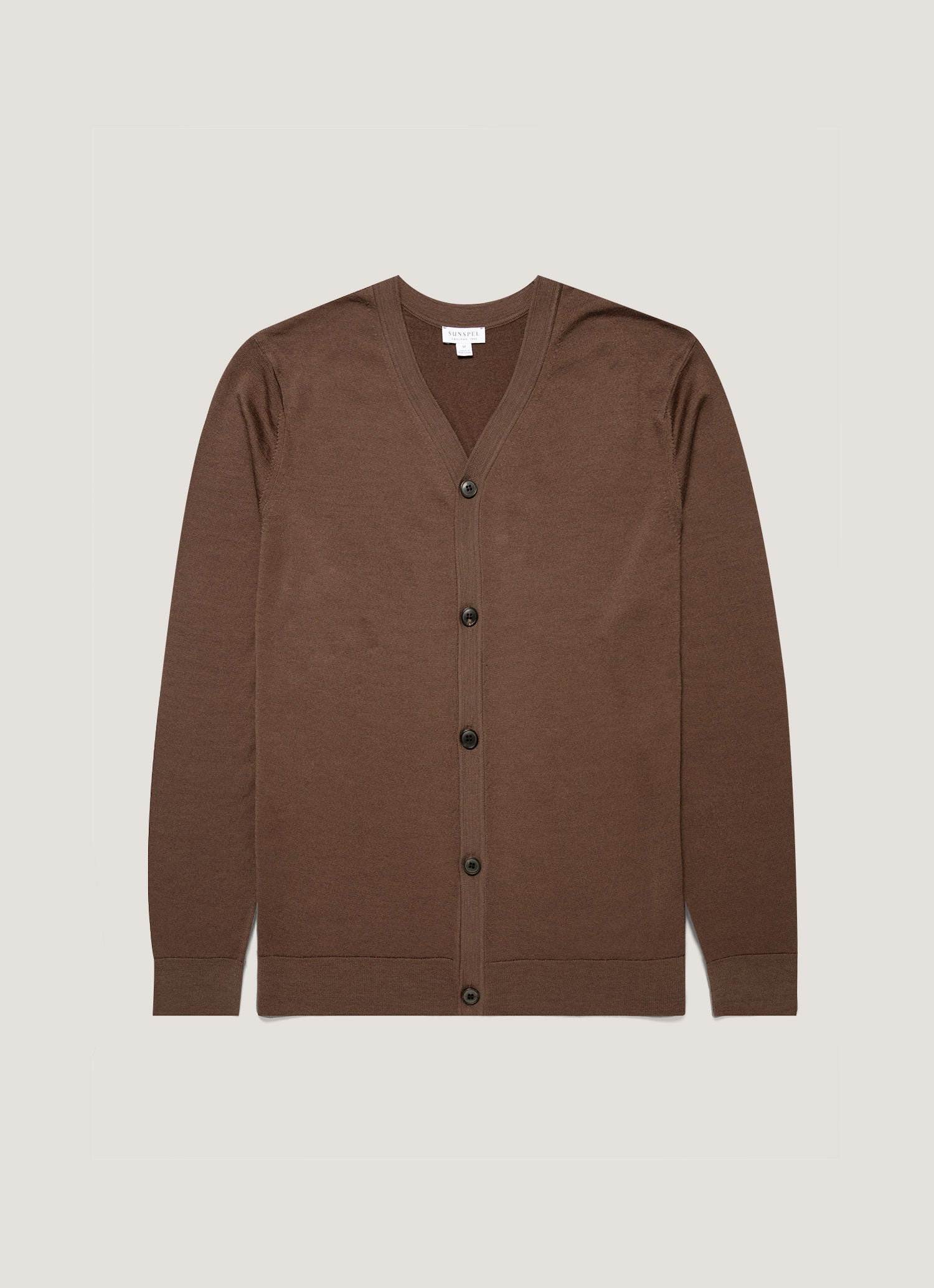 Men's Extra-Fine Merino Cardigan in Bark