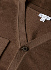 Men's Extra-Fine Merino Cardigan in Bark