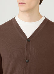 Men's Extra-Fine Merino Cardigan in Bark