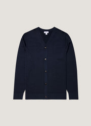 Men's Extra-Fine Merino Cardigan in Navy
