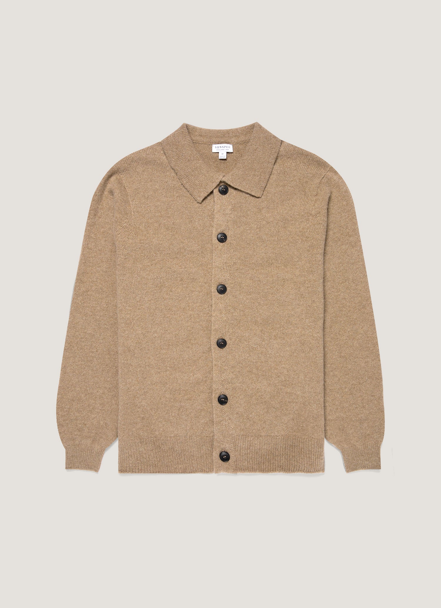 Men's Lambswool Cardigan in Sandstone | Sunspel