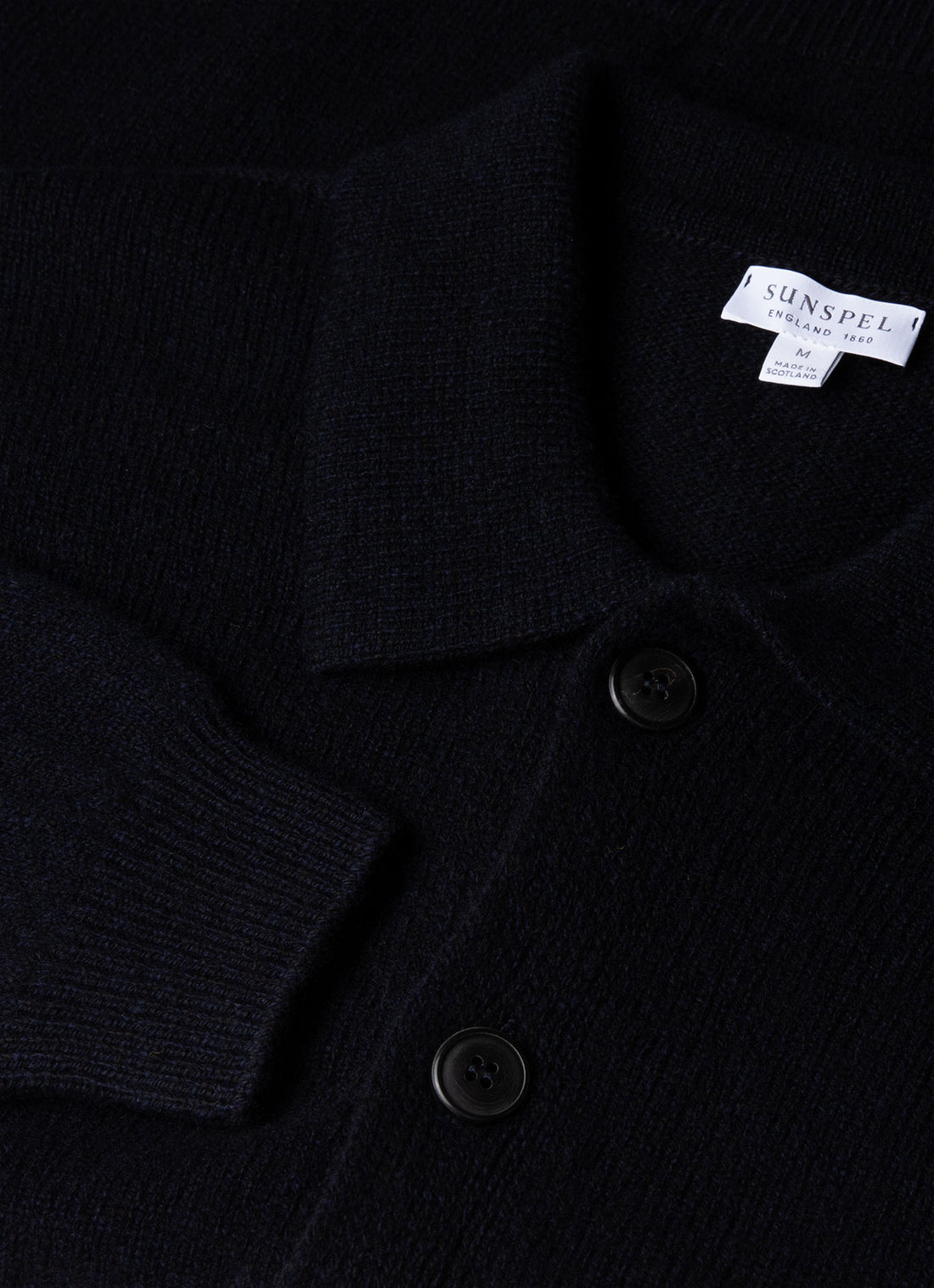 Men's Lambswool Cardigan in Dark Navy Mouline