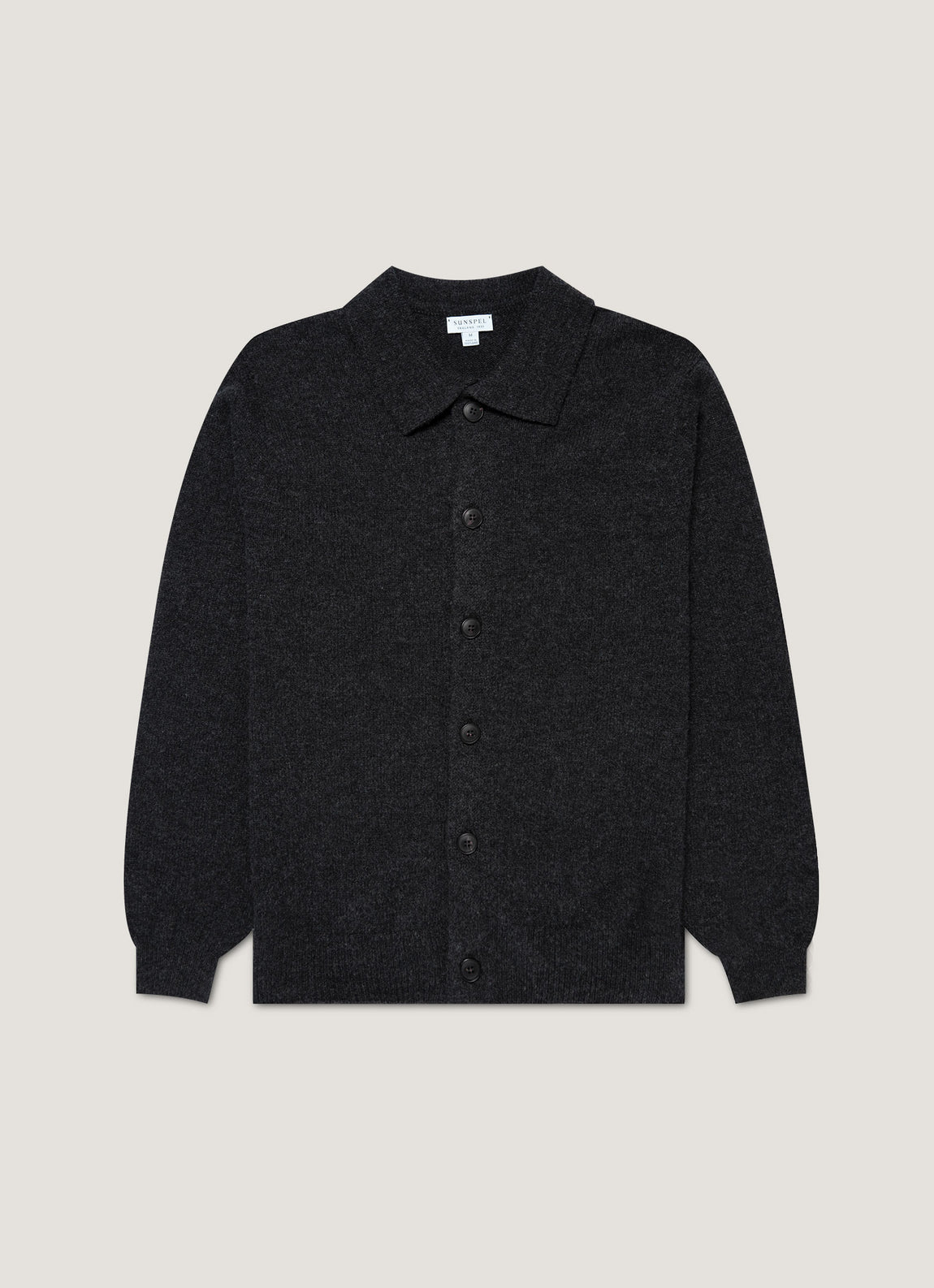 Men's Lambswool Cardigan in Charcoal Melange