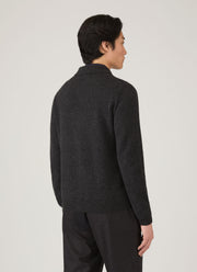Men's Lambswool Cardigan in Charcoal Melange