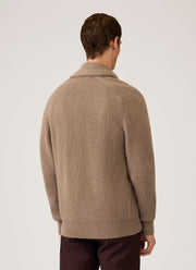 Men's Lambswool Cashmere Shawl Cardigan in Taupe