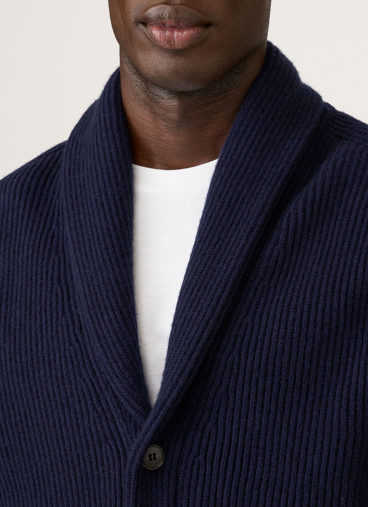 Men's Lambswool Cashmere Shawl Cardigan in Navy