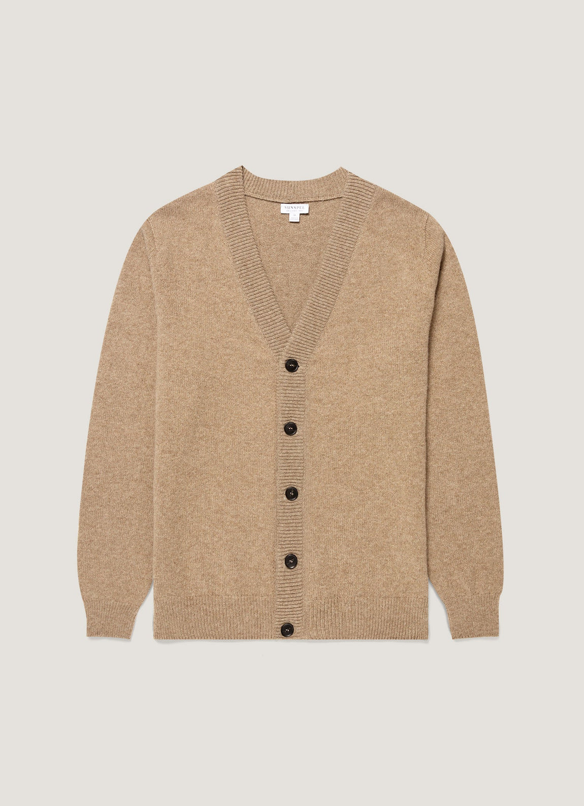Men's Lambswool Cardigan in Taupe