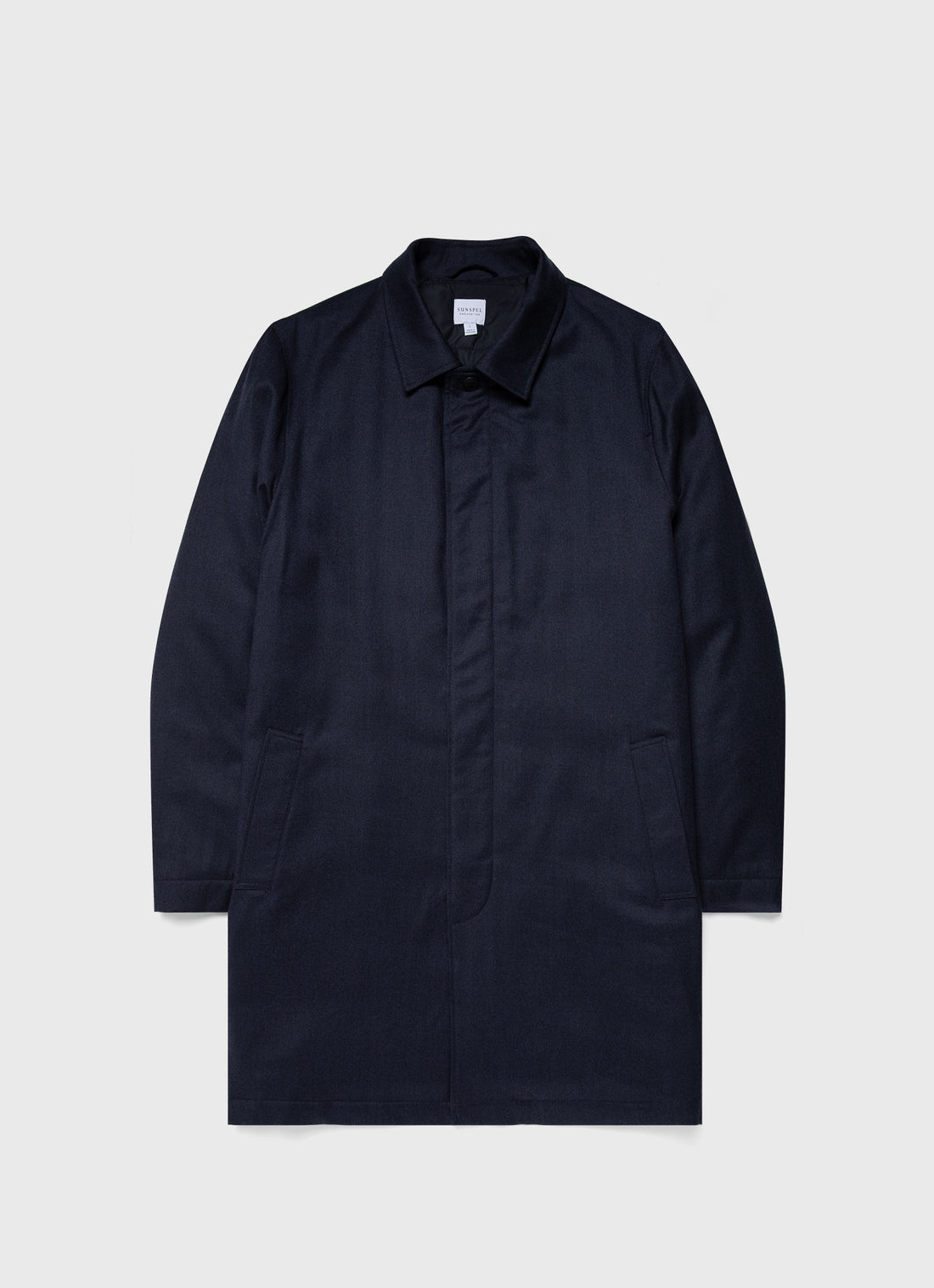 Men's Insulated Wool Mac in Navy Melange
