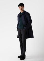 Men's Insulated Wool Mac in Navy Melange