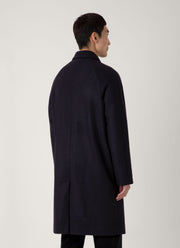 Men's Boiled Wool Car Coat in Navy