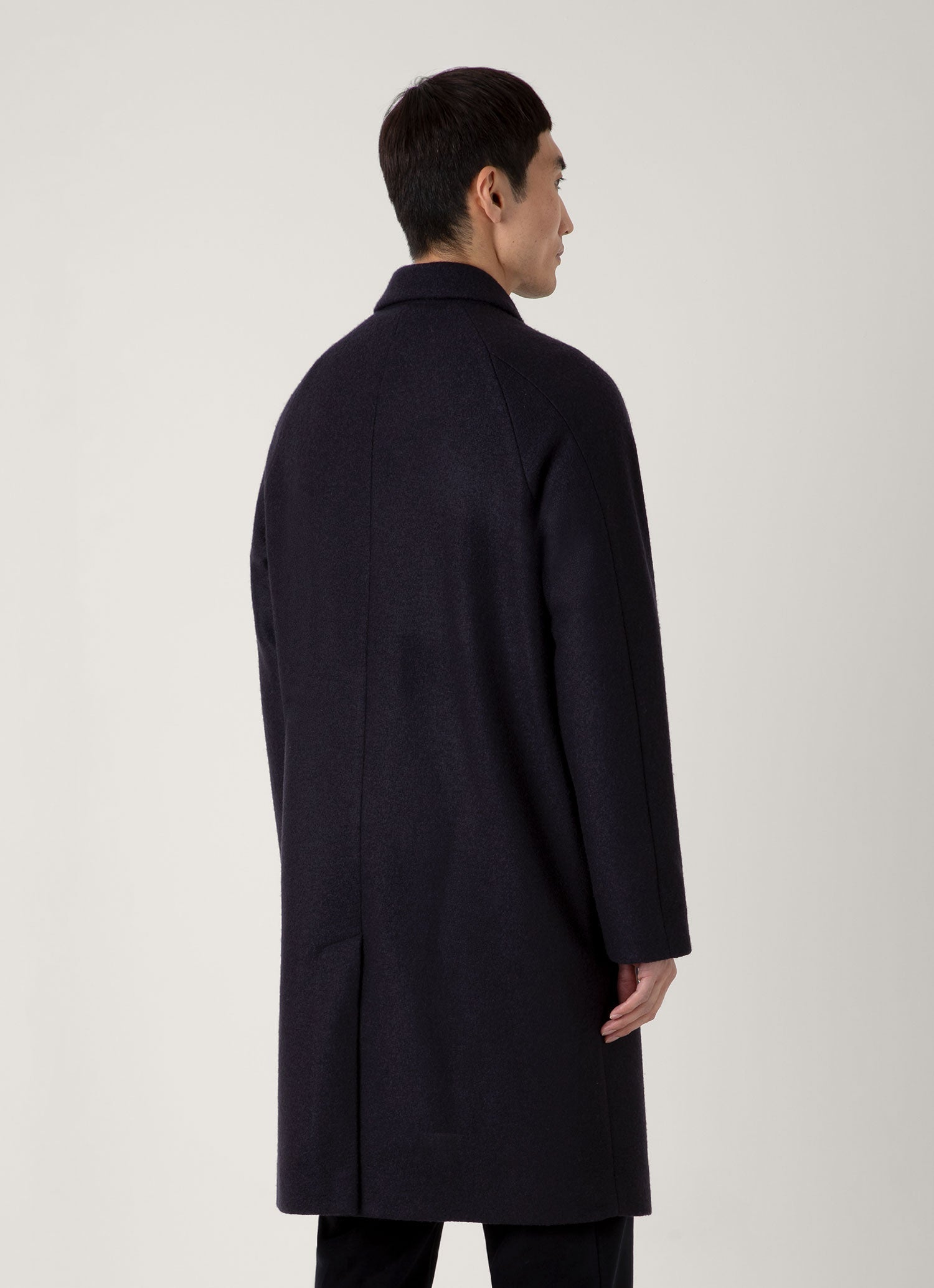 Men's Boiled Wool Car Coat in Navy