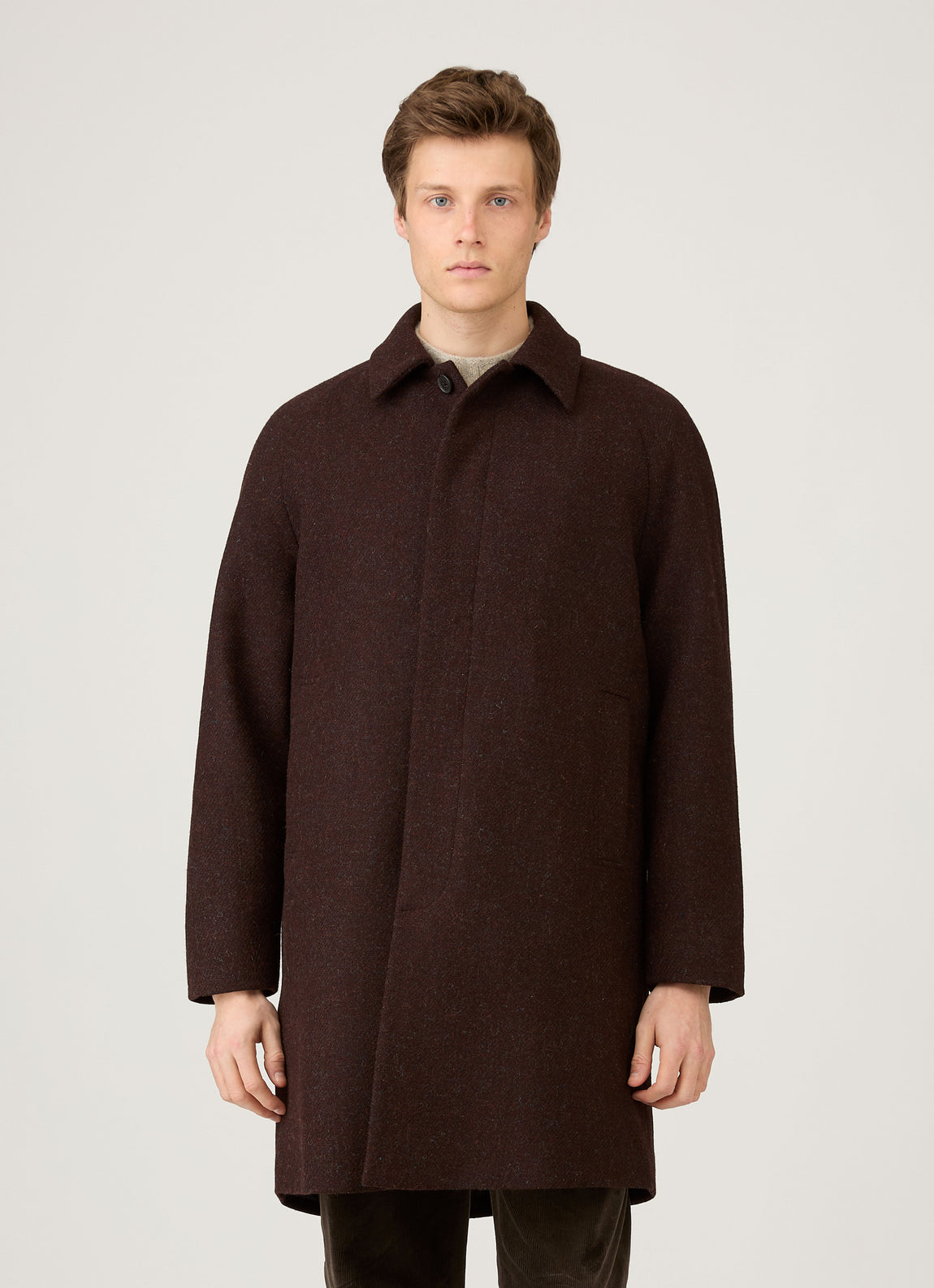 Men's Harris Tweed Car Coat in Truffle