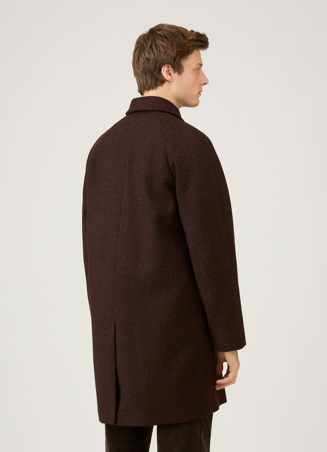 Men's Harris Tweed Car Coat in Truffle