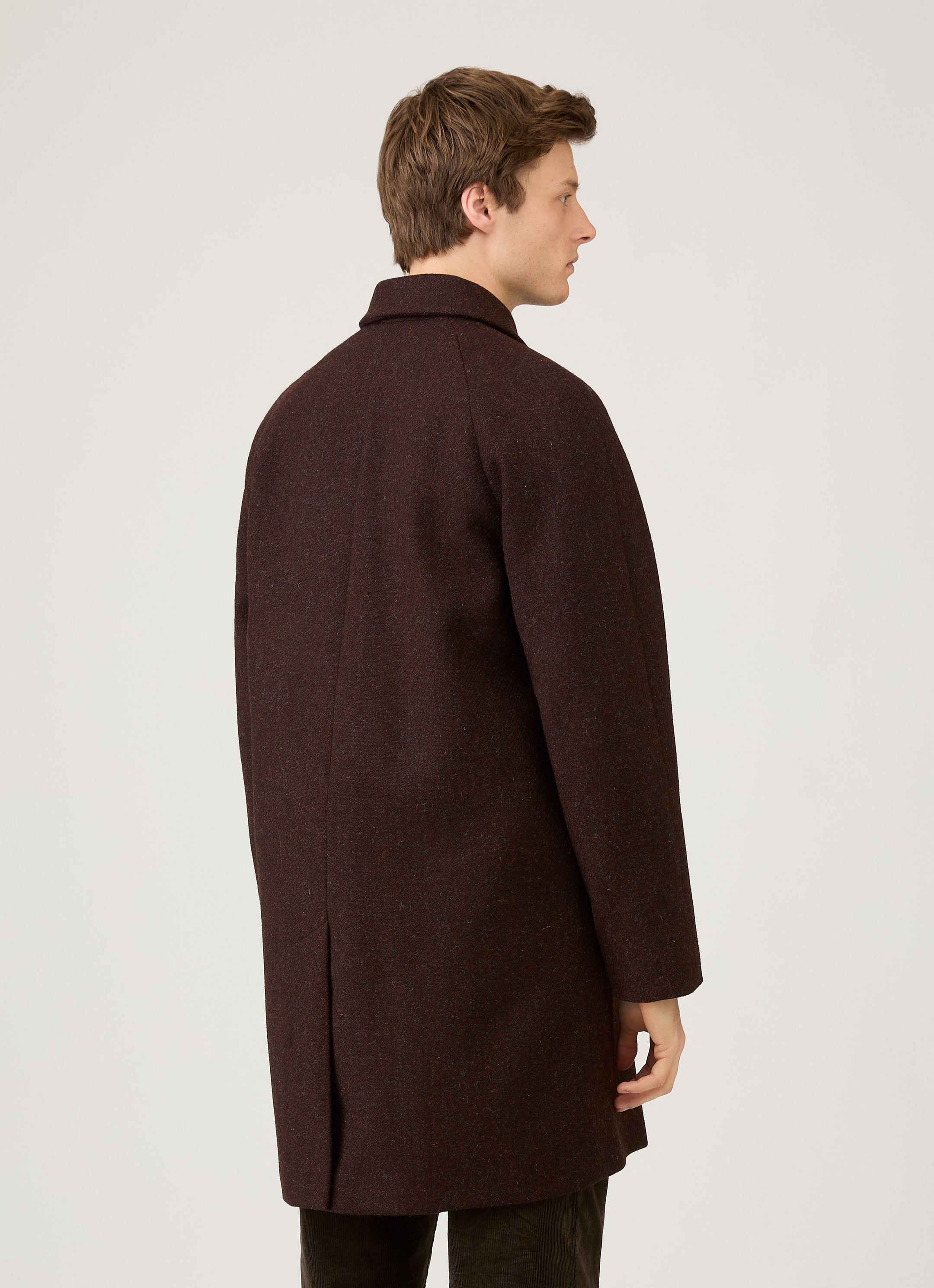 Men's Harris Tweed Car Coat in Truffle