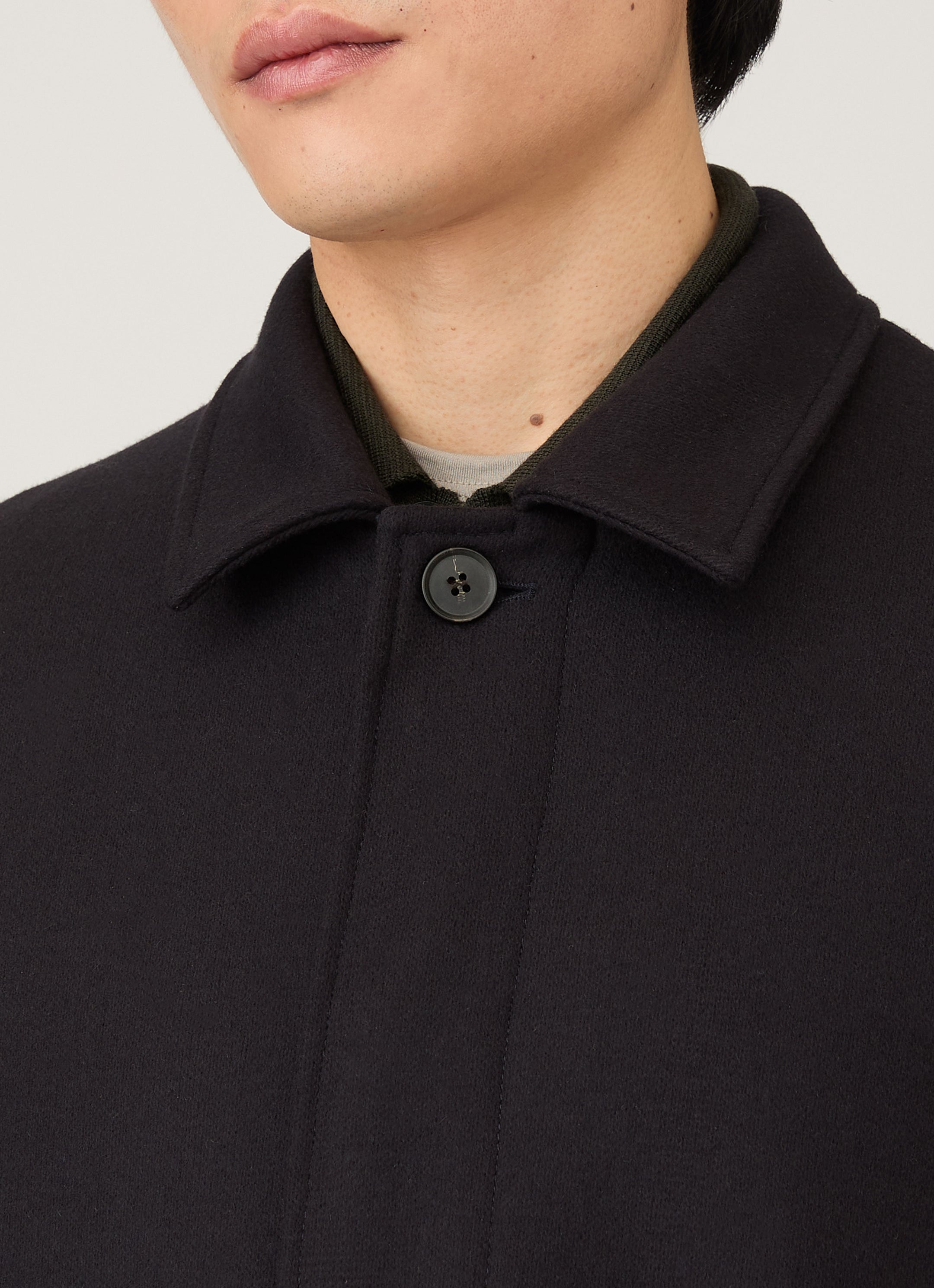 Men's Boiled Wool Coat in Navy