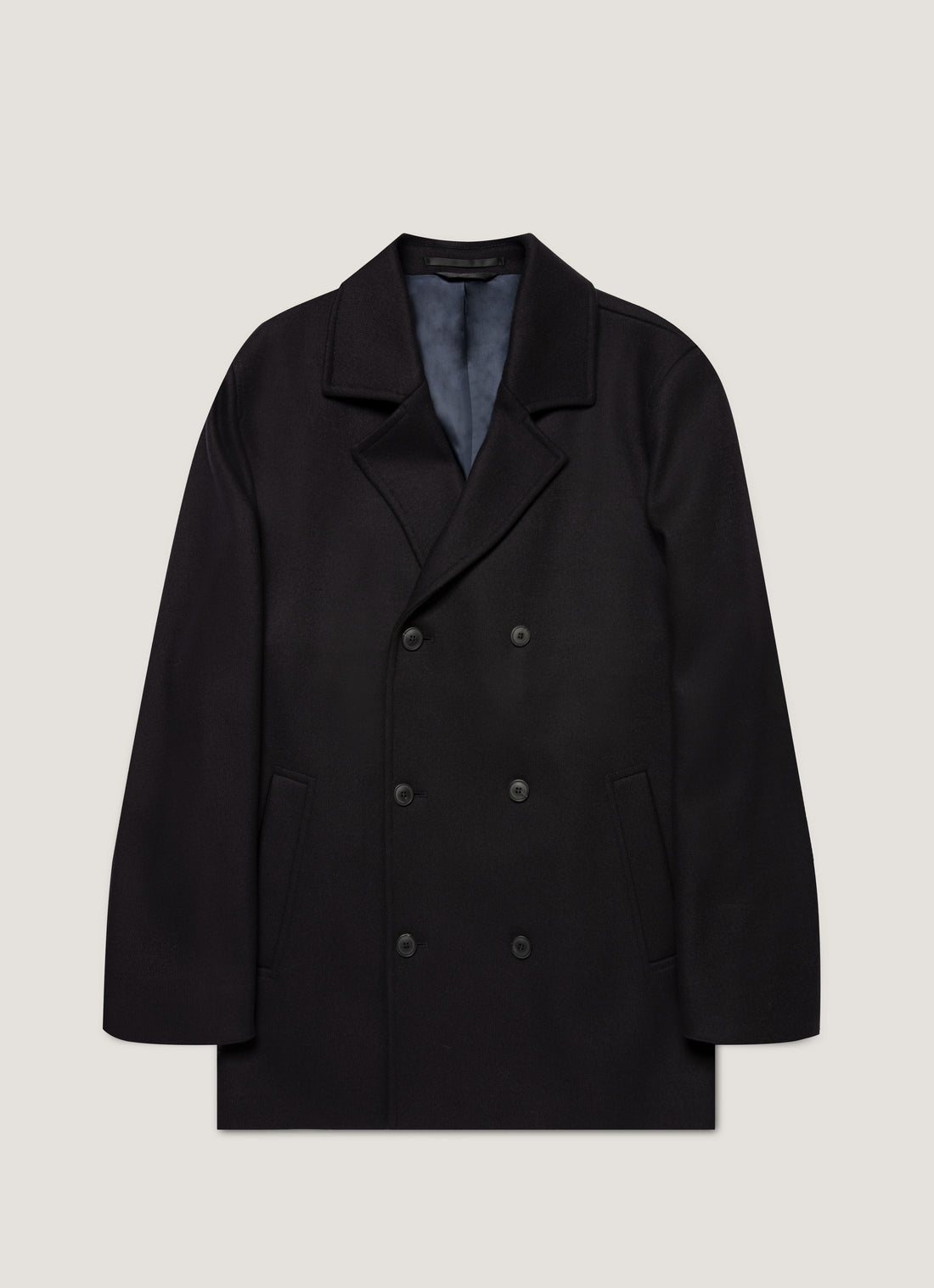 Men's Boiled Wool Pea Coat in Navy