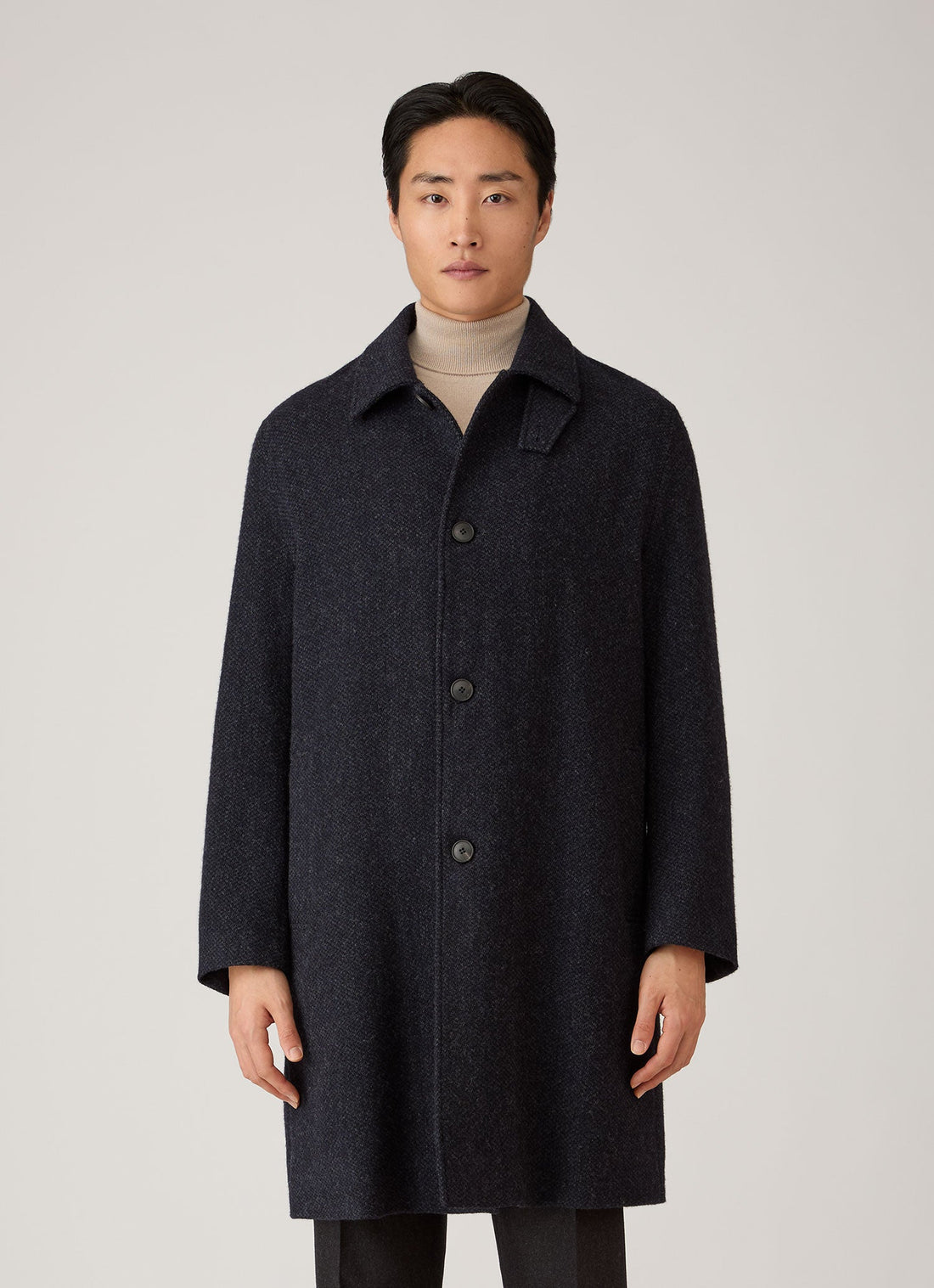 Men's Tweed Overcoat in Navy Tweed