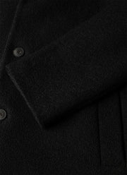 Men's Heavy Boiled Wool Jersey Overcoat in Black