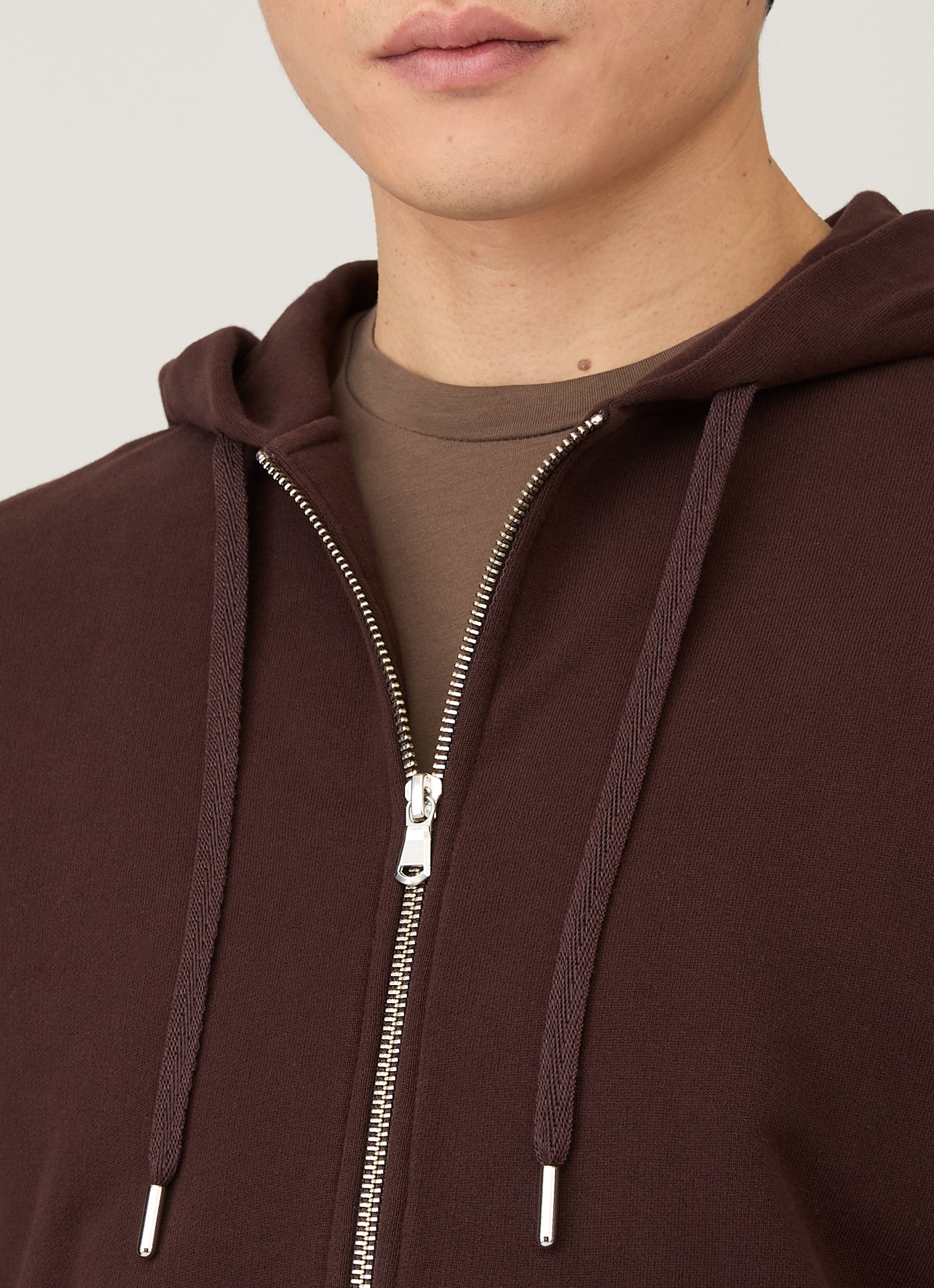 Men's Loopback Zip Hoodie in Truffle