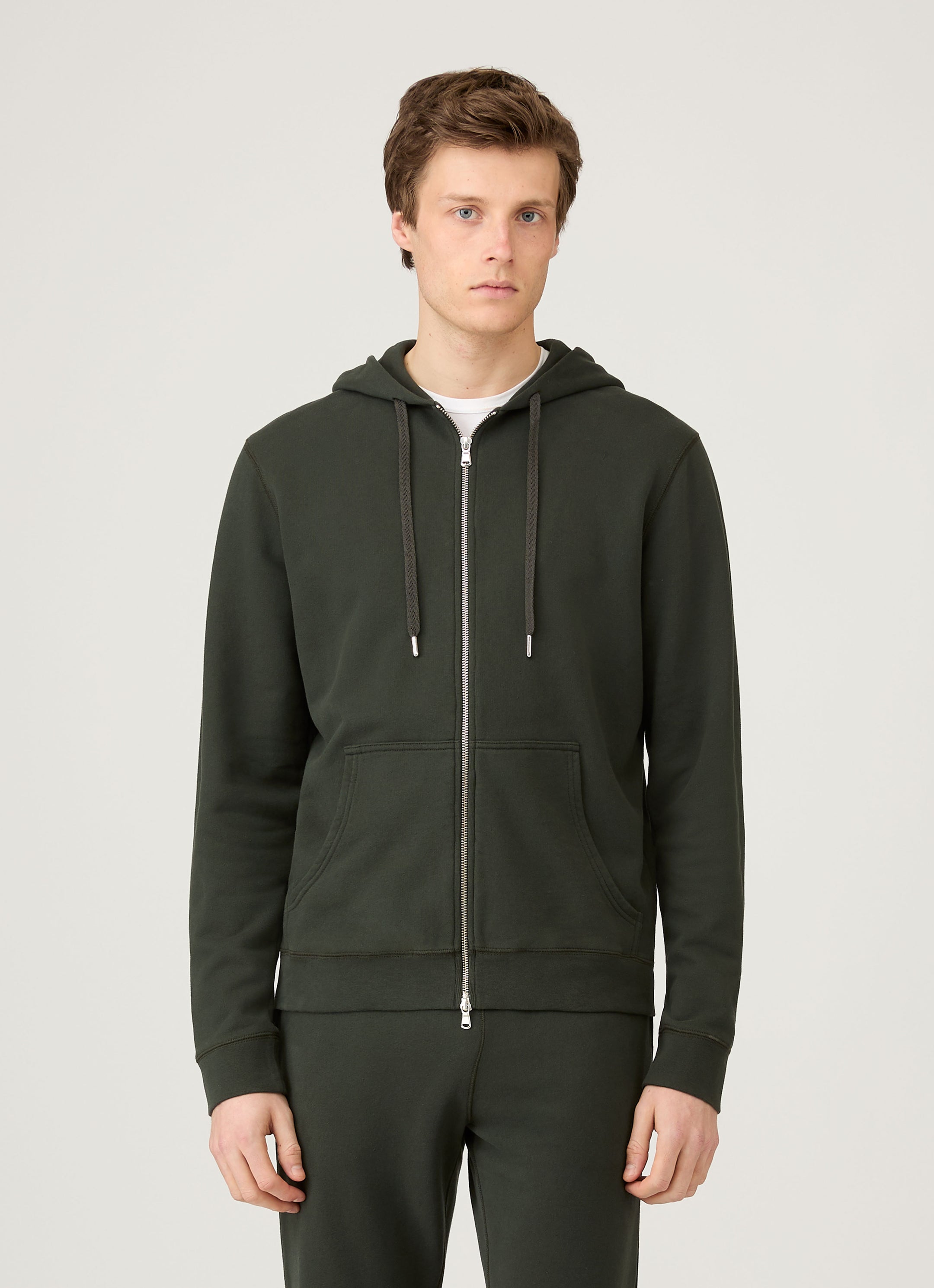 Men's Loopback Zip Hoodie in Dark Green