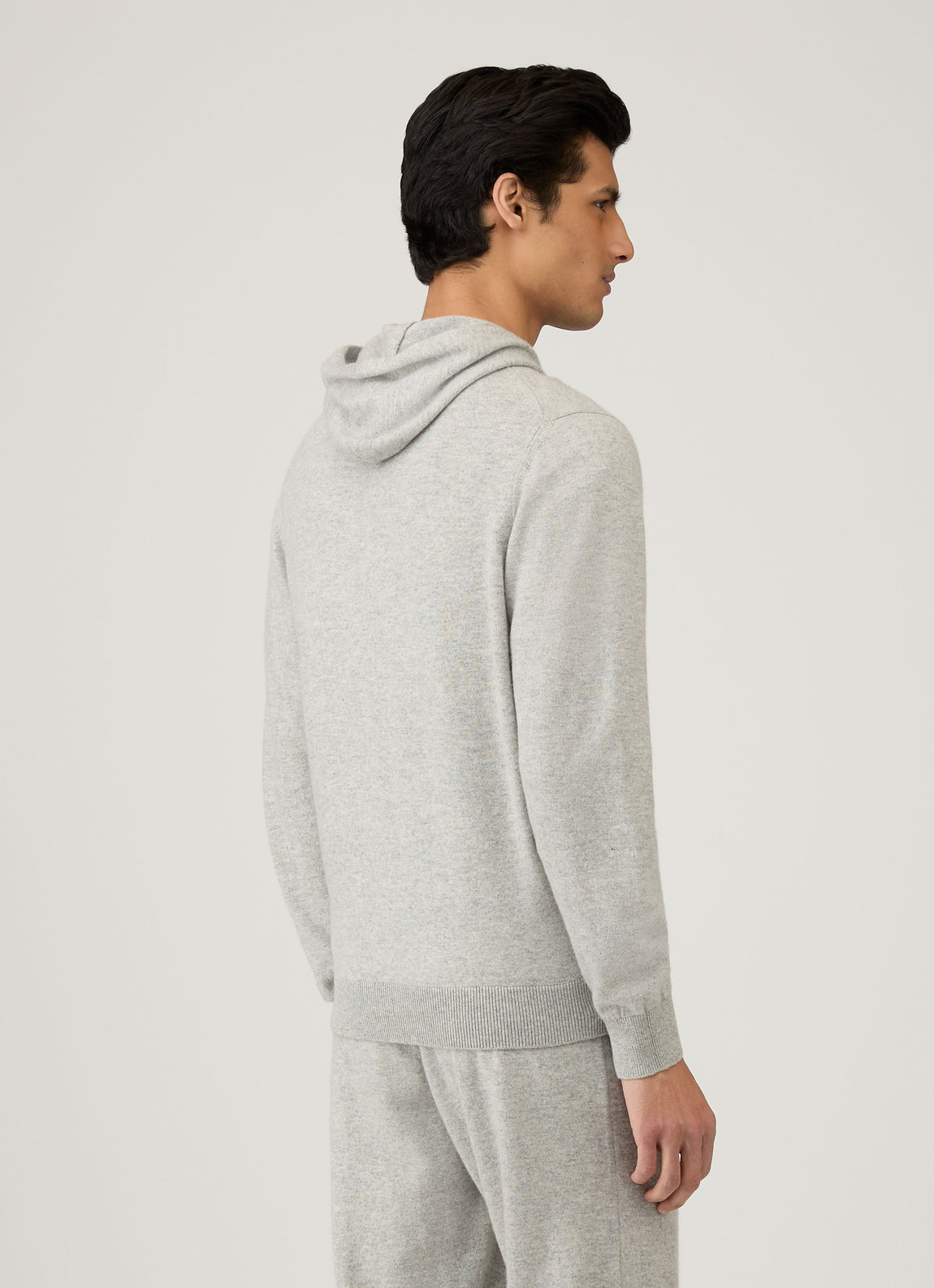 Men's Cashmere Hoodie in Grey Melange