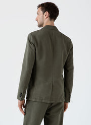 Men's Cotton Linen Unstructured Blazer in Khaki