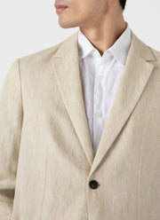 Men's Linen Unstructured Blazer in Light Sand