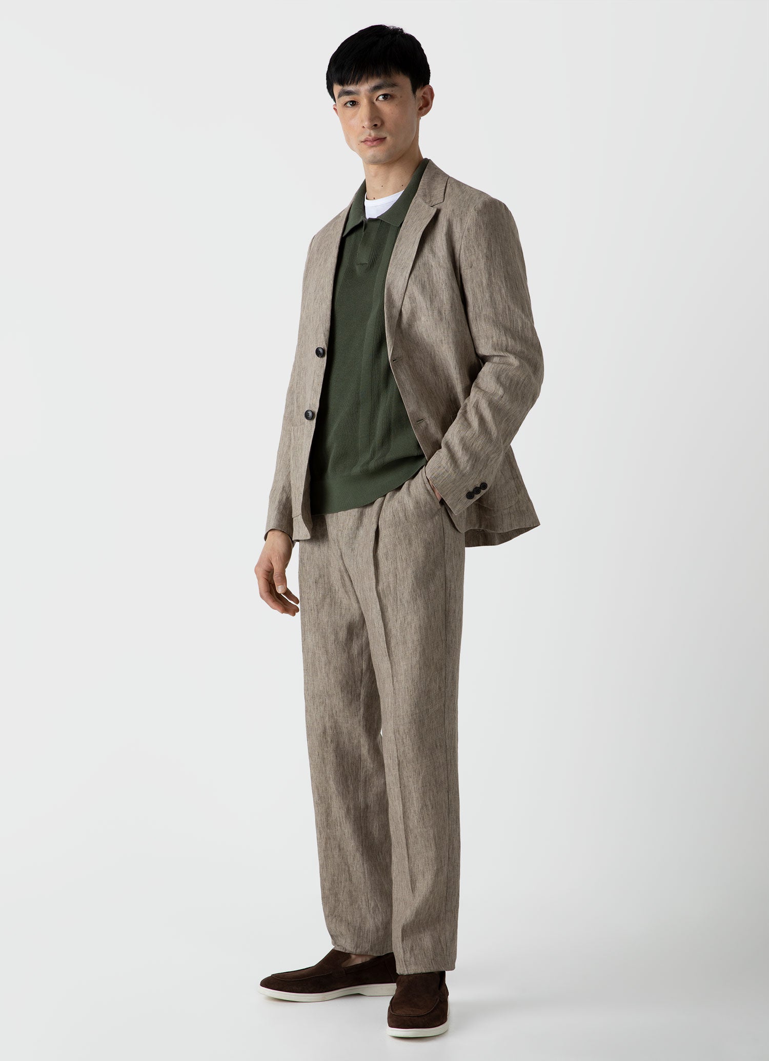 Men's Linen Blazer in Dark Stone
