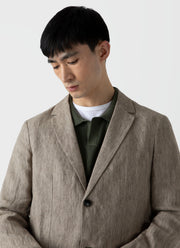 Men's Linen Blazer in Dark Stone